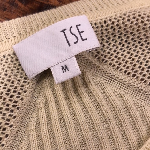 TSE Yellow Short Sleeve Spring cashmere blend Sweater M - Picture 7 of 7